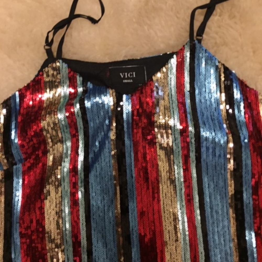 Vici Can't Stop Won't Stop Sequin Tank - Picture 3 of 3